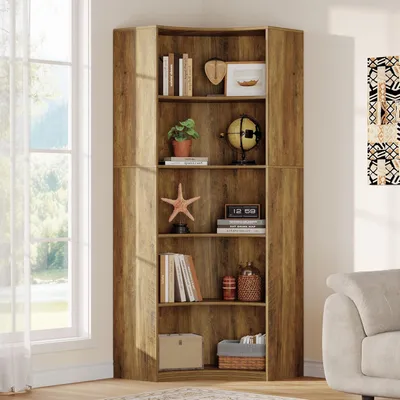Immagine prodotto di Libreria ad angolo - Scaffale angolare - Libreria - Mobile contenitore - Scaffalatura - 6 ripiani - Base robusta e ampia