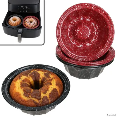 Zdjęcie produktu dla Zestaw 6 mini foremek do pieczenia w kształcie babeczek, średnica 12,3 cm, okrągłe, do użycia w piekarniku lub frytkownicy bezolejowej