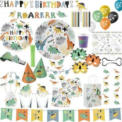 Produktbild von Party Deko Set Dinosaurier Geburtstagsdeko Partyset Kindergeburtstag Dekoration