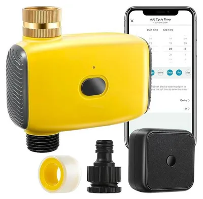 Obrázek produktu pro Mobilly smart zahradní programovatelný zavlažovací automat s wifi, 1 ventil, žlutý