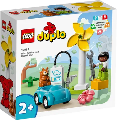 Produktbild von LEGO 10985 DUPLO Town Windrad und Elektroauto, Spielzeugauto-Lernspielzeug für Mädchen und Jungen ab 2 Jahren, für nachhaltiges Spielen und die Entwicklung von Kleinkinder