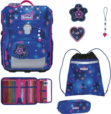 Produktbild von Scout Schulranzen LED Neo Set 4-teilig Sparkling Dream dunkelblau