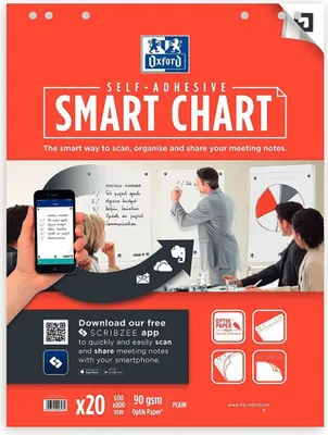 Image de Bloc flipchart Smart Chart autocollant 60x80cm 20 feuilles 90 g/qm vierge Paquet de 3 pièces