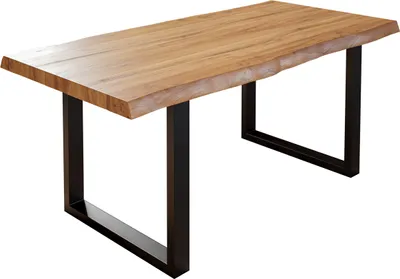 Produktbild von Esstisch Baumkante Massiv Akazie naturfarben 200x100 U-Gestell schwarz UTRECHT