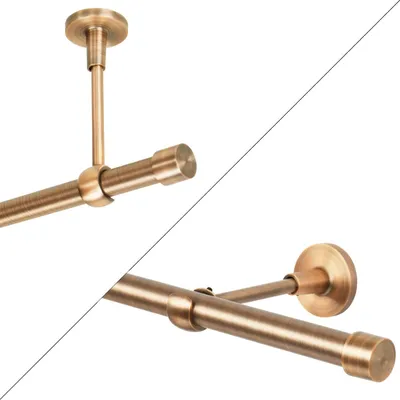 Produktbild von Gardinenstange 1 läufig Vorhangstange 19mm Kupfer Antik Vintage-Look Retro-Stil 600Endkappe Wand/Deckenbefestigung