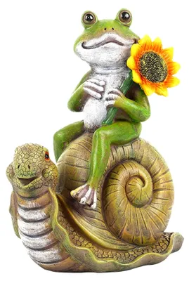 Produktbild von Frosch auf Schnecke, Gartenfigur aus Kunstharz, 20,3 cm