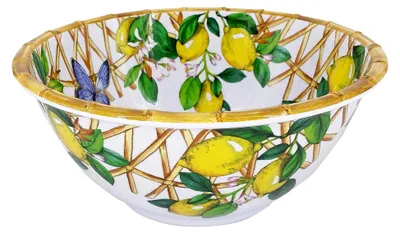 Produktbild von Tiefe Salatschüssel aus Melamin – Capri – 3 l/25 cm – gelbe Zitronen