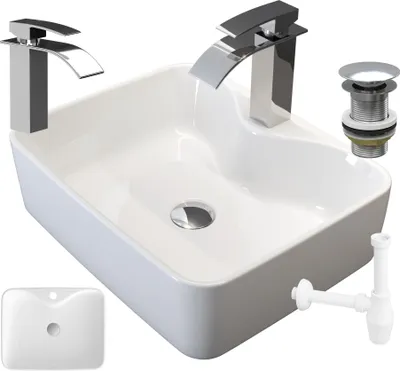 Image de Lavabo Blanc Céramique Mitigeur Click Plug Salle de bains Avola