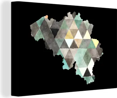 Zdjęcie produktu dla OneMillionCanvasses® - Wydruki na płótnie - 140x90 cm, Mapa - Belgia - Trójkąt, dekoracja ścienna z grafiką ścienną