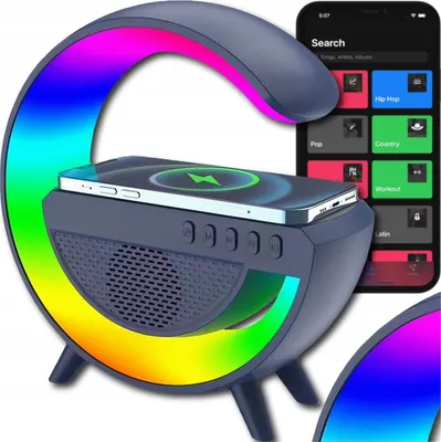 Produktbild von Weisser Tragbarer Xxl Bluetooth-Lautsprecher Mit Licht Und Induktionsladegerät 10W