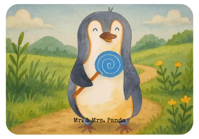 Produktbild von Mr. & Mrs. Panda magnet Pinguin Lolli Design - Weiß - Geschenk, Süßigkeiten, Kühlschrankmagnet, haftmagnet, Notizhalter, zettelhalter, Naschen, Heißhunger, Süß, Pinguine