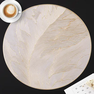 Immagine prodotto di Set di 6 sottobicchieri rotondi dorati, lavabili (38 cm)