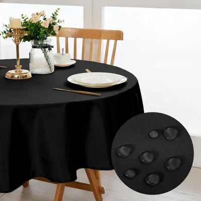 Immagine prodotto di Tovaglia rotonda, diametro 120 cm, colore nero, antimacchia, lavabile, in poliestere