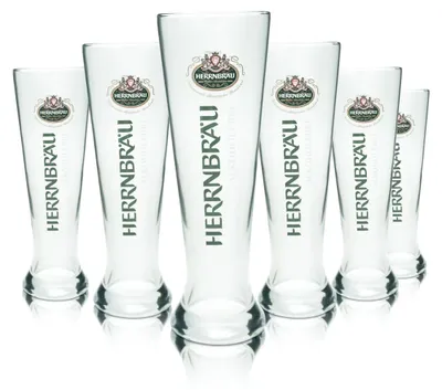 Produktbild von 6x Herrnbräu Bierglas 0,5l Weißbierglas Alkoholfrei Bierpokal Gläser Brauerei