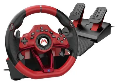 Image de Volant de course - HORI - Mario Kart World Racing Wheel Pro Deluxe - Bouton C - Pédales - Nintendo Switch 2