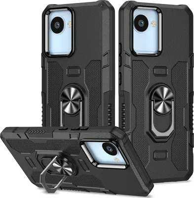 Produktbild von Realme C30 Hülle, Dual Layer Robuste Rüstung Ringhalter Ständer Schutzhülle für OPPO Realme C30 Schwarz
