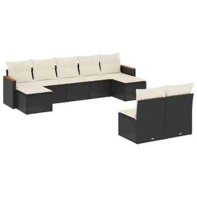 Produktbild von vidaXL 9-tlg. Garten-Sofagarnitur mit Kissen Schwarz Poly Rattan