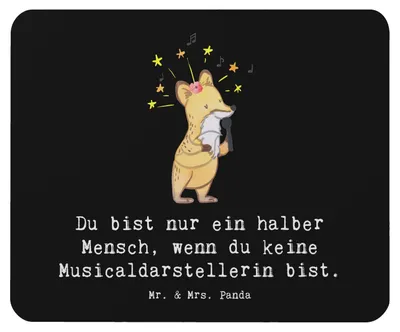Produktbild von Mr. & Mrs. Panda Mouse Pad Musicaldarstellerin Herz - Schwarz - Geschenk, computer mousepad, Mauspad, computermatte, pc