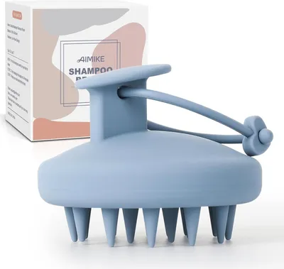 Produktbild von Kopfhautbürste - Kopfhautmassage Stimulierende Silikonbürste für Haarwachstum - Umweltfreundliches Peeling und Haarmassage Nass und Trocken Blau