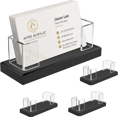 Imagen del producto de Soportes para tarjetas de visita, acrílico , 11,5 x 4,8 x 4 cm, paquete de 4 unidades, para oficina