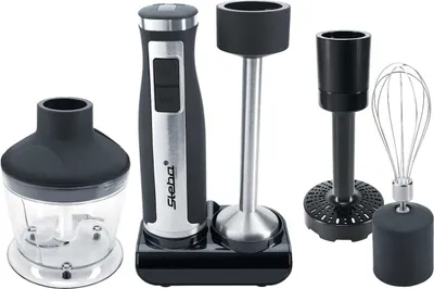 Produktbild von Stabmixer-Set mit Gummiertes Gehäuse, Mixstab aus Edelstahl, 8 Geschwindigkeitsstufen, 7 Aufsätze, LED-Display, Spülmaschinengeeignete Teile