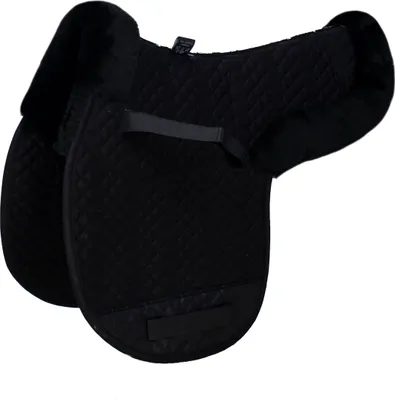 Produktbild von Engel Reitsport Satteldecke SADEK2 Lammfell & Baumwollsteppstoff, Fell in Sattellage, Fellkranz vorne & hinten, Schwarz-Schwarz-VSS (Vielseitigkeit/Springen)