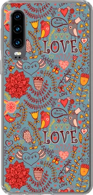 Produktbild von MuchoWow® Handyhülle Schutzhülle Hülle für Telefoonhoesje Huawei P30 Mädchen - Vogel - Liebe - Muster - Mädchen - Kinder - Kinder Silikon Softcase Handy Hülle - Kartenbesitzer