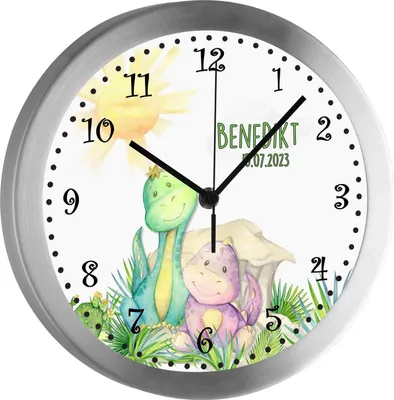 Produktbild von Kinderzimmer Funkwanduhr, Funkuhr Wanduhr Kinder, Dinowelt 25 cm