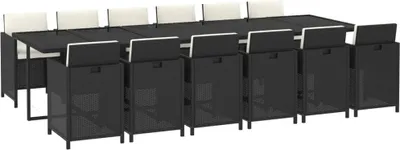 Obrázok produktu pre vidaXL 13-dielny záhradný jedálenský set s vankúšmi Poly ratan Black