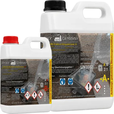 Produktbild von Elektrovergussmasse Epoxidharz IP68 & IP69 bis 1000 Volt 640g Farblos (durchsichtig) wasserdicht für Abzweigdosen, Platinen, Kabelmuffen, usw.