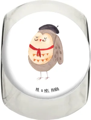Produktbild von Mr. & Mrs. Panda keksglas Eule Frankreich XL 2000ml - Weiß - Geschenk, Frischhaltedose, glasbehälter, Lebensmittelbehälter, Owl, Vorratsdose Glas, Dekoglas, Stolz