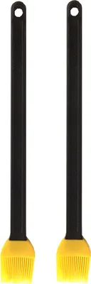 Produktbild von 2er Set BBQ Silikonpinsel 36cm | Grillpinsel Silikon | Marinadenpinsel Küchenpinsel Kunststoff | Kochpinsel Marinierpinsel Schwarz Gelb