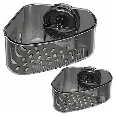 Produktbild von Spülbecken Eckregal 2er Set, Schwammhalter mit Saugnapf, Spülmittel und Bürstenhalter, Schnellabtropfkorb, spülbecken organizer für Küche und Bad