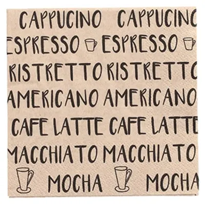 Produktbild von PAPSTAR Servietten 3-lagig, 25x25 cm natur, "Coffee Specialities" | Folie (20 Stück)