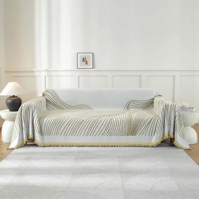Zdjęcie produktu dla Koc na sofę, dwuosobowy, 180x280 cm, materiał: chenille, kolor: khaki