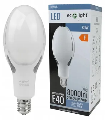Productafbeelding van LED straatlamp, E40 fitting, 80W, helder wit licht (6000K), 8000 lumen