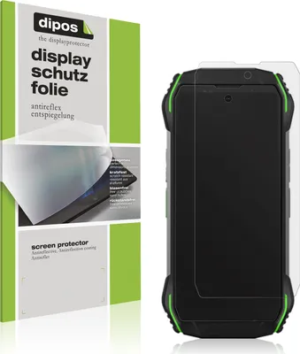 A product shot showing a screen protector next to a smartphone.