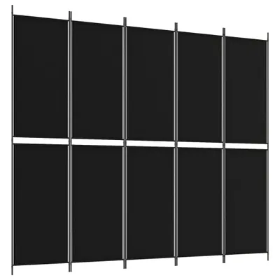 Image de vidaXL Paravent 5 pcs. noir 250x220 cm tissu