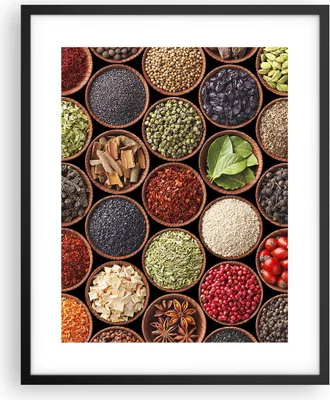 Produktbild von Gerahmtes Poster - Schwarzer Rahmen - Gewürz Küche - 40x50 cm - Wand Bild - Wanddeko - Wandbilder - Kunstposter - Wandposter - Bilderrahmen - Bilder - Kunstdruck - Wandbild - P2BPA40x50-3600