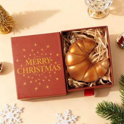 Produktbild von Christbaumkugeln Glas Croissant Gold 9x11 cm