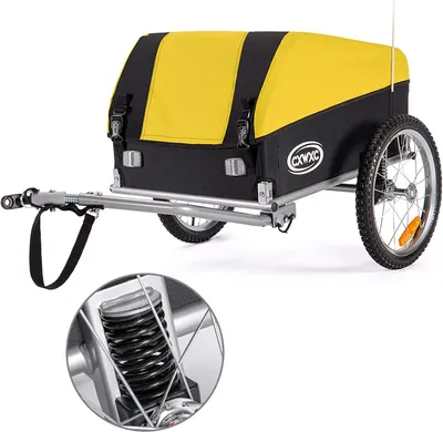 Zdjęcie produktu dla Przyczepka rowerowa z amortyzacją - pojemność 120 litrów - maksymalne obciążenie 40 kg - składana