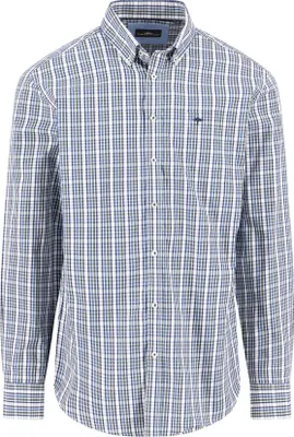 Produktbild von Fynch Hatton kariertes Hemd blau-weiß aus Baumwolle mit Button-Down-Kragen