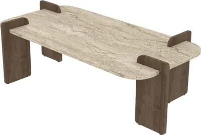 Produktbild von Skye Decor, Leapiri - Travertine, Walnut, Couchtisch, Travertin, 100% MELAMINBESCHICHTETE SPANNE, 120 x 60 x 35 cm
