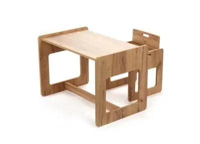Produktbild von Kids Helper Kindersitzgruppe Eiche Kindertisch mit Stühlen Montessori Kindermöbel MDF