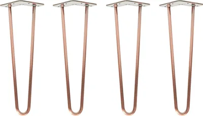 Produktbild von Natural Goods Berlin HAIRPIN Legs, Haarnadelbeine, Möbelfüße, Tischbeine, Antik Roségold, 40 cm, 2 Streben, 4 Stück