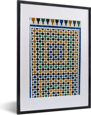 Produktbild von MuchoWow® MuchoWow® Gerahmtes Poster Ein marokkanisches Mosaik, das wie eine Art Labyrinth aussieht 30x40 cm - Poster mit zchwarzem Bilderrahmen - Wandposter Schlafzimmer