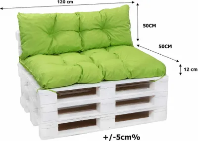 Immagine prodotto di Cuscini per mobili in pallet seduta 120x50 / schienale 120x50cm verde chiaro | Cuscino per pallet | Cuscino da giardino impermeabile | Cuscini per sedute in pallet