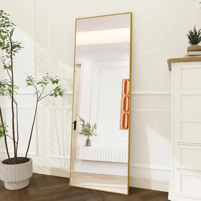 Immagine prodotto di Specchio a figura intera - Specchio da terra o da parete - Rettangolare - Cornice in metallo - Vetro - 173 × 63 cm - Oro