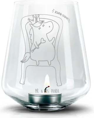 Produktbild von Mr. & Mrs. Panda Gravur Windlicht Einhorn Prinzessin - Transparent - Geschenk, Geburtstag, Kerzenhalter, Geburtstagsgeschenk, Unicorn, Glas, Monat, Teelichthalter