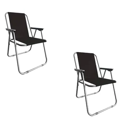 Produktbild von Campingstuhl Anglersessel Gartenstuhl Sessel mit Armlehne schwarz 2er Set